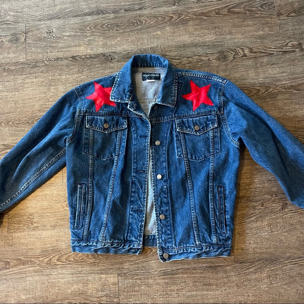 Rock Creek 🌸 | Authentic vintage fringe stars Jean jacket